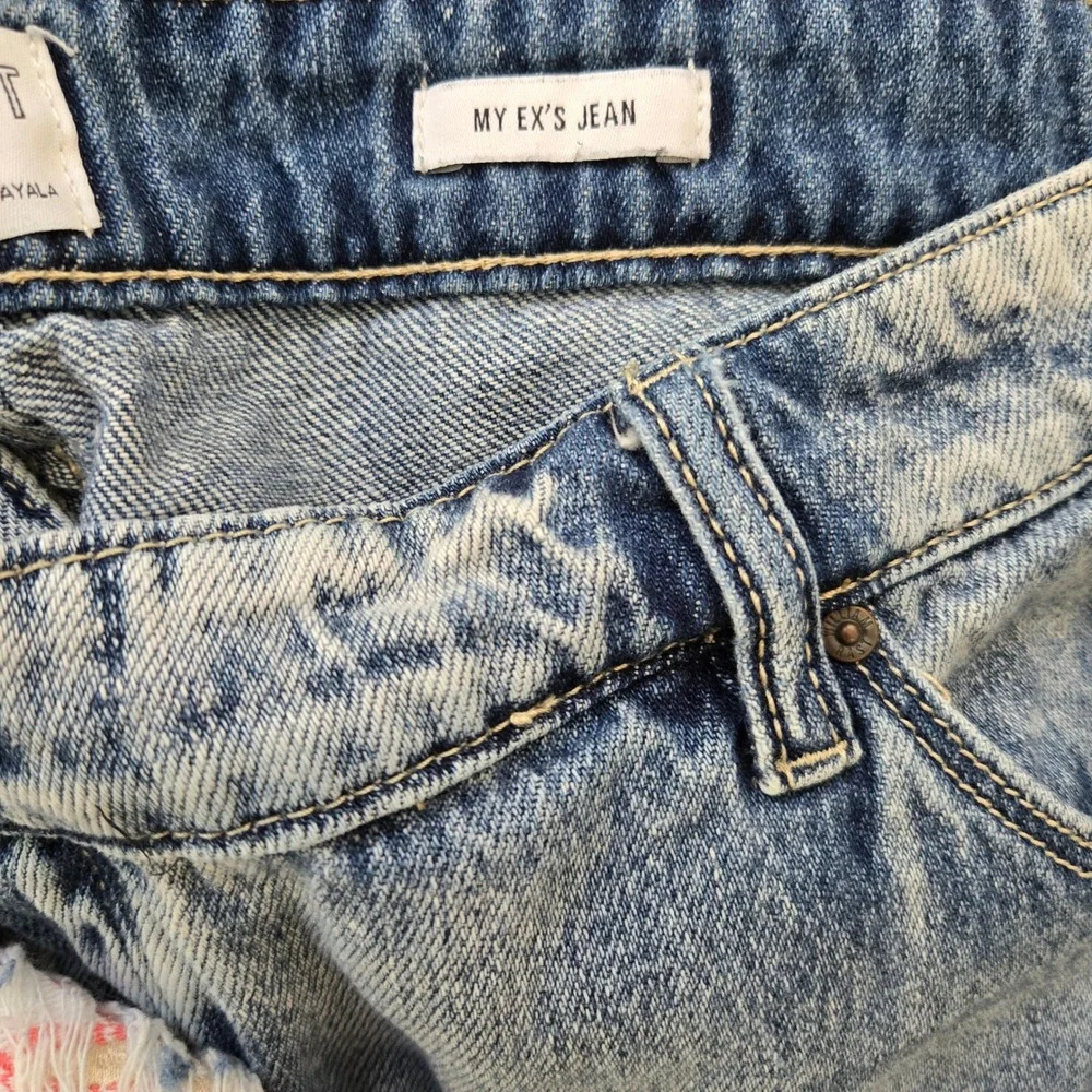 William Rast My Exs Jean Light Wash Distressed Floral Patch Denim Plus 18W